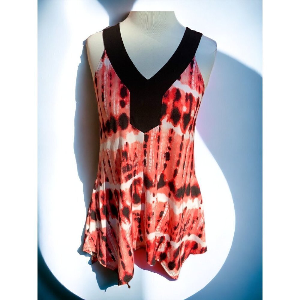 SUSAN LAWRENCE LADIES VNECK SLEEVELESS PINK ANIMAL PRINT PULLOVER TUNIC SMALL